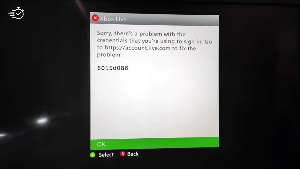 Xbox 360 Error Code 8015d086